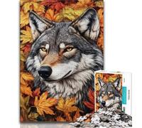 Wolves And Fallen Leaves Jigsaws Puzzles 1000 Pieces for Adults Gifts,Challenging Family Activity Games DIY Toy for Home Wall Decor Gifts 38x26cm