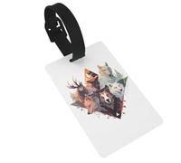 Wolves and Reindeer Luggage tag.Personalized Full-Width Printed PVC, Business Card Size, with Detachable Wrist Strap.