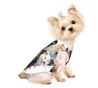 Wolves and Reindeer Pet Breathable Sleeveless T-shirt S for Small Dogs and Cats Soft, Lightweight, Stylish