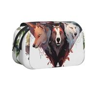 Wolves and Reindeer Portable Pencil Case ideal for organizing pens in the office or storing makeup brushes