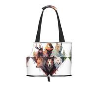 Wolves and Reindeer Print Cat Dog Purse Carrier for Small Dogs Up to 7 lbs, Fashion Women's Soft-Sided Pet Carrier Tote