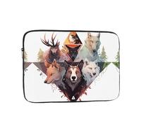 Wolves and Reindeer Printed Laptop Cover Portable Protective Case Suitable for Business Trips and Documents 15 inch