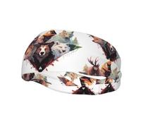Wolves and Reindeer Sports Sweatband. Sweat-Absorbent, Breathable, Unisex, Suitable for Running, Fitness, Basketball