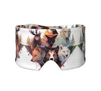 Wolves and Reindeer Unisex Side Sleeping Headband, Sleeping Eye Mask and Ear Muffs, (26.8 * 4.3 inches), Indoor and Outdoor Travel Yoga Adjustable Comfort Eye and Ear Muffs,