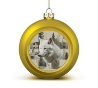 Wolves and Their Home Christmas Ball Ornaments - Shatterproof Plastic Vintage Rustic Xmas Tree Decorations Pendant for Family Holiday Wedding Party Xmas Hanging Decoration