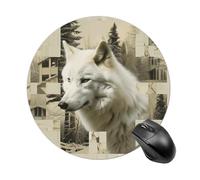 Wolves and Their Home Mouse Pad Round Laptop Mouse Mat Cute Computer Mousepad Keyboard Pad Non-Slip Desk Pads for Gaming Office Work Home