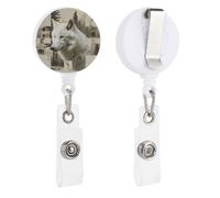 Wolves and Their Home Retractable Badge Reel - Personalized ID Name Badge Holder with Lanyard Cute Badges Reel Holder Round Nurse Doctor Name Tag Badges Clip for Work