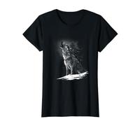 Wolves Animal Motif Predators Forest Howling Wolf Value Graphic T-Shirt, Women, Black, M