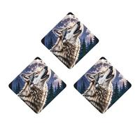 Wolves Car Air Freshener, 3 Pcs Rhombus Hanging Air Freshener Cards, Long Lasting Fragrance Scented Cards for Car, Home, Office Black-style