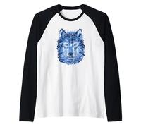 Wolves Design Polygon Watercolor Predators Animal Wolf Head Raglan Baseball Tee