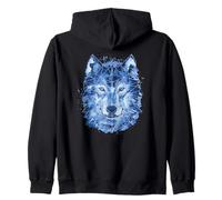 wolves design polygon watercolor predators animal wolf head Zip Hoodie