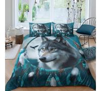 Wolves Double Duvet Cover Set 3D Printed Wild Animals Bedding Set Ultra Soft Microfiber Quilt Cover 200x200 cm for Double Bed with 2 Pillowcases with Zipper D/1366
