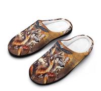 Wolves Dreamcatchers Cotton Slipper Anti-Skid Comfortable Cozy Plush Slippers Indoor House Closed Toe Shoes 11-12(42-43)