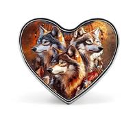 Wolves Dreamcatchers Heart Badge Unisex Metal Memorial Reel Pin Lapel Brooch Button Dress Coat Accessories for Backpack Wedding