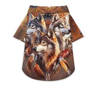 Wolves Dreamcatchers Pet Shirt Button Up Summer Clothes Breathable T-Shirt for Small Medium Dogs Cats