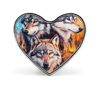 Wolves Dreamcatchers Printed Heart Brooches Colorful Fashion Pins Badge for Backpacks Shirts Scarf