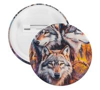 Wolves Dreamcatchers Round Tinplate Brooches Colorful Fashion Button Pins Badge for Backpacks Shirts Scarf