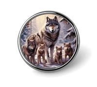 Wolves Family Badge Holder Personalized Metal Button Pin Fashion Round Badge with Pattern Pin DIY Button Badges Exquisite Brooch Crafts Gift Clothes Decorative Pins