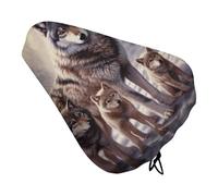 Wolves Family Bike Seat Cover Waterproof Oxford Fabric, Universal Adjustable Bicycle Saddle Cover with Drawstring Easy Install Protective Rain Dust Covers for Women Men