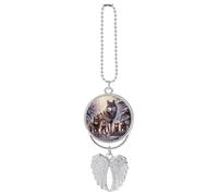 Wolves Family Car Hanging Pendant, Zinc Alloy Rearview Mirror Charms - Relieve Visual Fatigue, Vintage Keychain Pendant, Lucky Car Interior Hanging Decoration, Silver-Style