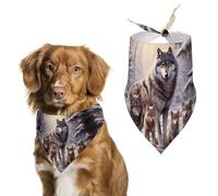Wolves Family Dog Bandanas for Feeding Grooming, Triangle Pet Bibs Washable Pets Scarf for Cats & Dogs
