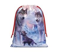 wolves family Print Drawstring Bag wrap, String Pouches, Premium Packaging Bags for Business & Events S