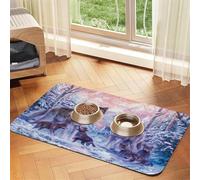 Wolves Family Printed Pet Bowl Mats, Non-Slip And Tasteless Dog And Cat Feeding Mats