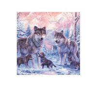 wolves family Printed Square Jigsaw Puzzle 12.8x12.8 CM, Puzzle Challenging Game for Adults Gifts, Family Fun Decorative Wall Decor