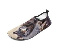 Wolves Family Water Shoes for Men Women, Lightweight Stretch Swim Shoes with Anti-Slip Rubber Sole, Quick-Dry Aqua Socks for Pool, Beach, Surfing, Style, 14 Women/14 Men