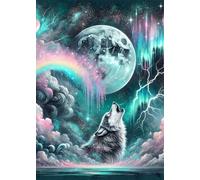 Wolves Howl Among The Clouds, Lightning, Storms, Auroras and The Glittering Moon Puzzles for Adults 1000 Pieces, Impossible Jigsaw Puzzle for Adults, 19.5 x 27.5 Inch
