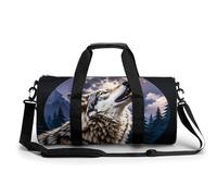 Wolves Howl at The Moon Gym Bag Sport Gym Tote Bag Lightweight Duffle Bag Carry On Weekender Bags for Women Men, white, 17.7in/9in/9in