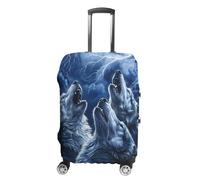 Wolves Howl at The Moon Luggage Cover Washable Suitcase Protector Anti-Scratch Suitcase Covers Fits 18-32 Inch L