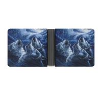 Wolves Howl at The Moon Printed Bifold Wallet with Hidden Compartments Pocket Money and Credit Card Holder for Men Women