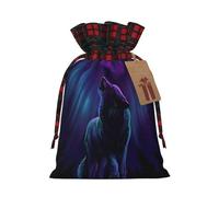 Wolves Howl in the Northern Lights Patterned decorative gift bag, drawstring candy bag, reusable, suitable for storing gifts or everyday items.
