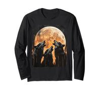Wolves Howling at a Full Moon Art Alpha Wild Men Women Long Sleeve T-Shirt