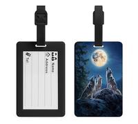 Wolves Howling at Moon Luggage Tag Travel Bag Suitcase Baggage Name Tags