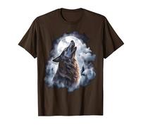Wolves Howling at Moon Wolf Wild Animal T-Shirt, Men, Brown, XX-Large