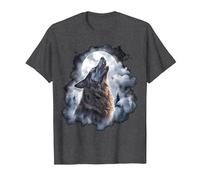 Wolves Howling at Moon Wolf Wild Animal T-Shirt, Men, Dark Heather Grey, XX-Large