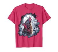 Wolves Howling at Moon Wolf Wild Animal T-Shirt, Men, Red Heather, Large