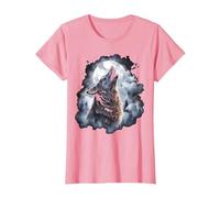 Wolves Howling at Moon Wolf Wild Animal T-Shirt, Women, Pink, XX-Large