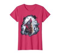 Wolves Howling at Moon Wolf Wild Animal T-Shirt, Women, Red Heather, XX-Large
