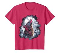 Wolves Howling at Moon Wolf Wild Animal T-Shirt, Youth, Red Heather, Small