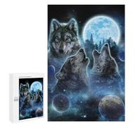 Wolves Howling at The Moon Decorative Jigsaw for Grown-Ups, 1000 PCS - Gift for Winter Evenings; for Couples, Friends And Family