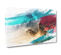 Wolves Howling at the Moon Forest Landscape V2 Canvas Print | Gallery Wrapped 30mm Frame Wall Art | 30x20 inches | Ready to Hang | Modern Space Picture | Living Room Bedroom Lounge Office