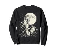 Wolves Howling At The Moon Retro Wolf Lover Funny Vintage Sweatshirt