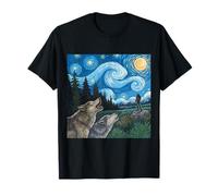 Wolves Howling Beneath Starry Sky and Bigfoot T-Shirt