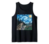 Wolves Howling Beneath Starry Sky and Bigfoot Tank Top