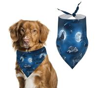 Wolves Howling Full Moon Dog Bandana Soft Triangle Bib Adjustable Triangle Scarf For Party Cats Summer