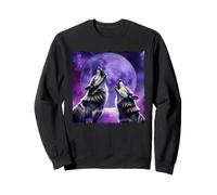Wolves Howling Full Moon Wildlife Art Sweatshirt