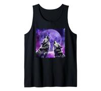 Wolves Howling Full Moon Wildlife Art Tank Top